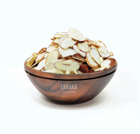 Plate Filled with Almond | Badam Sliced with a white background
